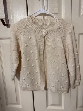 Matilda Jane Cream Pom-Pom Knit Cardigan size 8 runs big